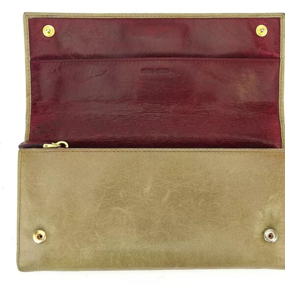 miu miu wallet logo beige Bordeaux leather Authentic used - Picture 5 of 9